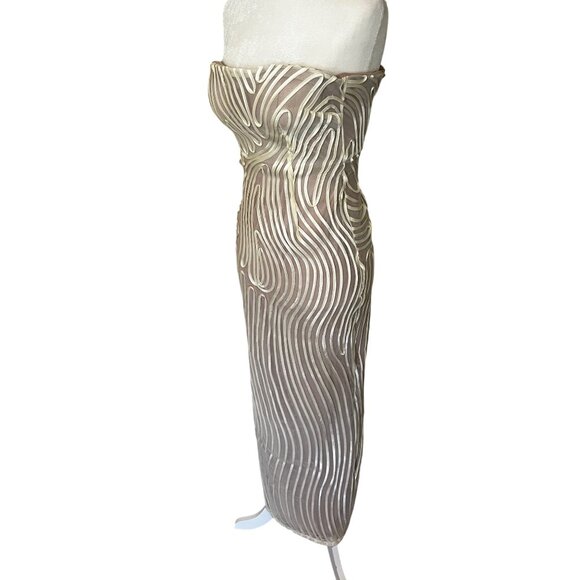 Michael Costello x REVOLVE Opal Midi Dress in Ivory Beige XSmall New Womens - Picture 5 of 9